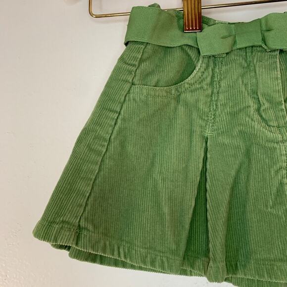 JANIE AND JACK Girl’s Green Corduroy Pleated Skirt with Bow Belt/Size: 12-18 Mos - Picture 7 of 9